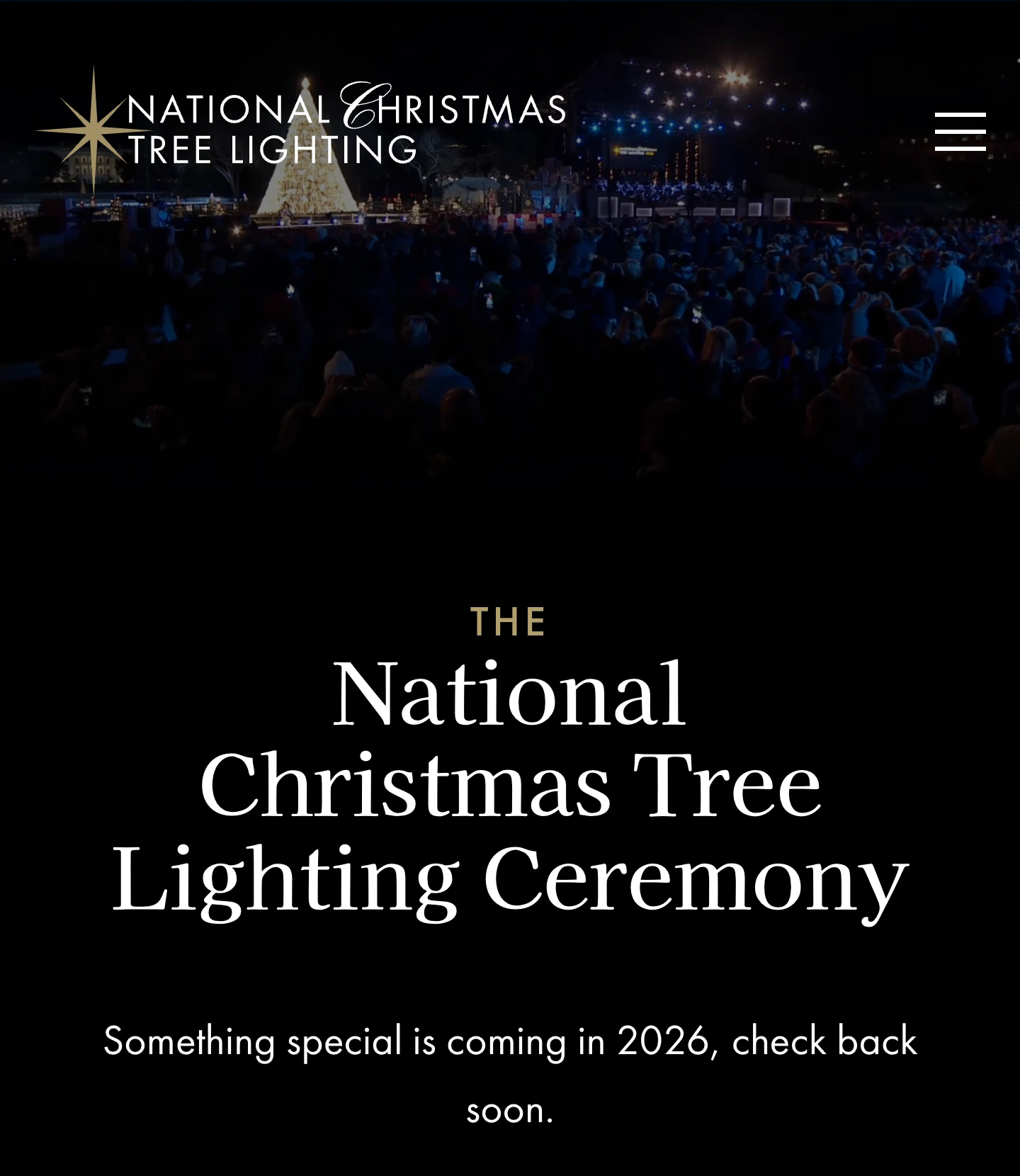 The official National Christmas Tree website says that its 2026 announcement is coming